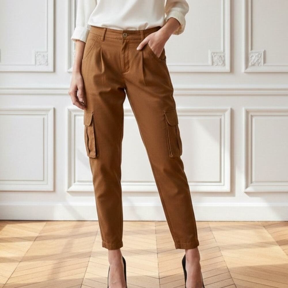 Alice + Olivia Brown Faux Suede Cargo Pants 10
